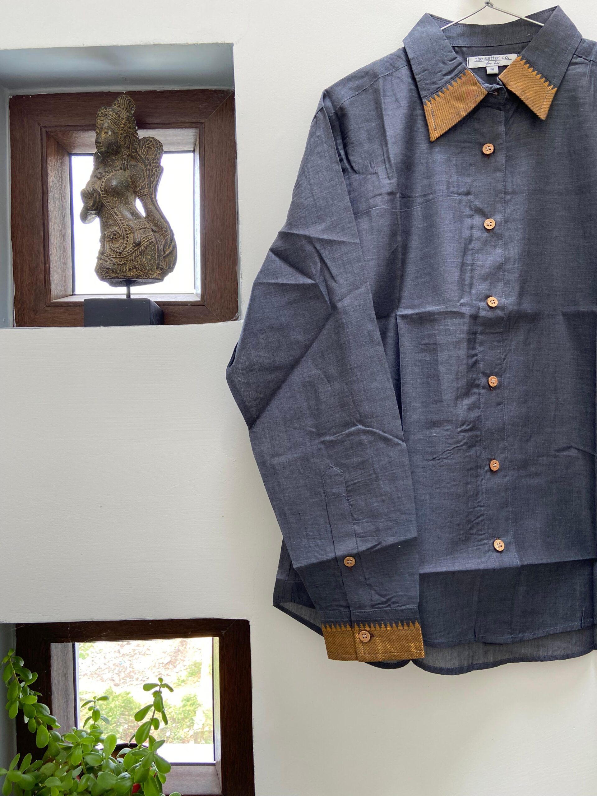 Ash Grey Handloom Mangalagiri Shirt-1 Ash Grey Handloom Mangalagiri Shirt-1
