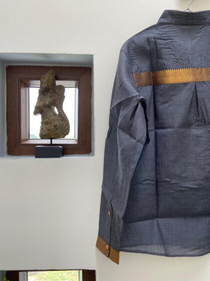 Ash Grey Handloom Mangalagiri Shirt-2