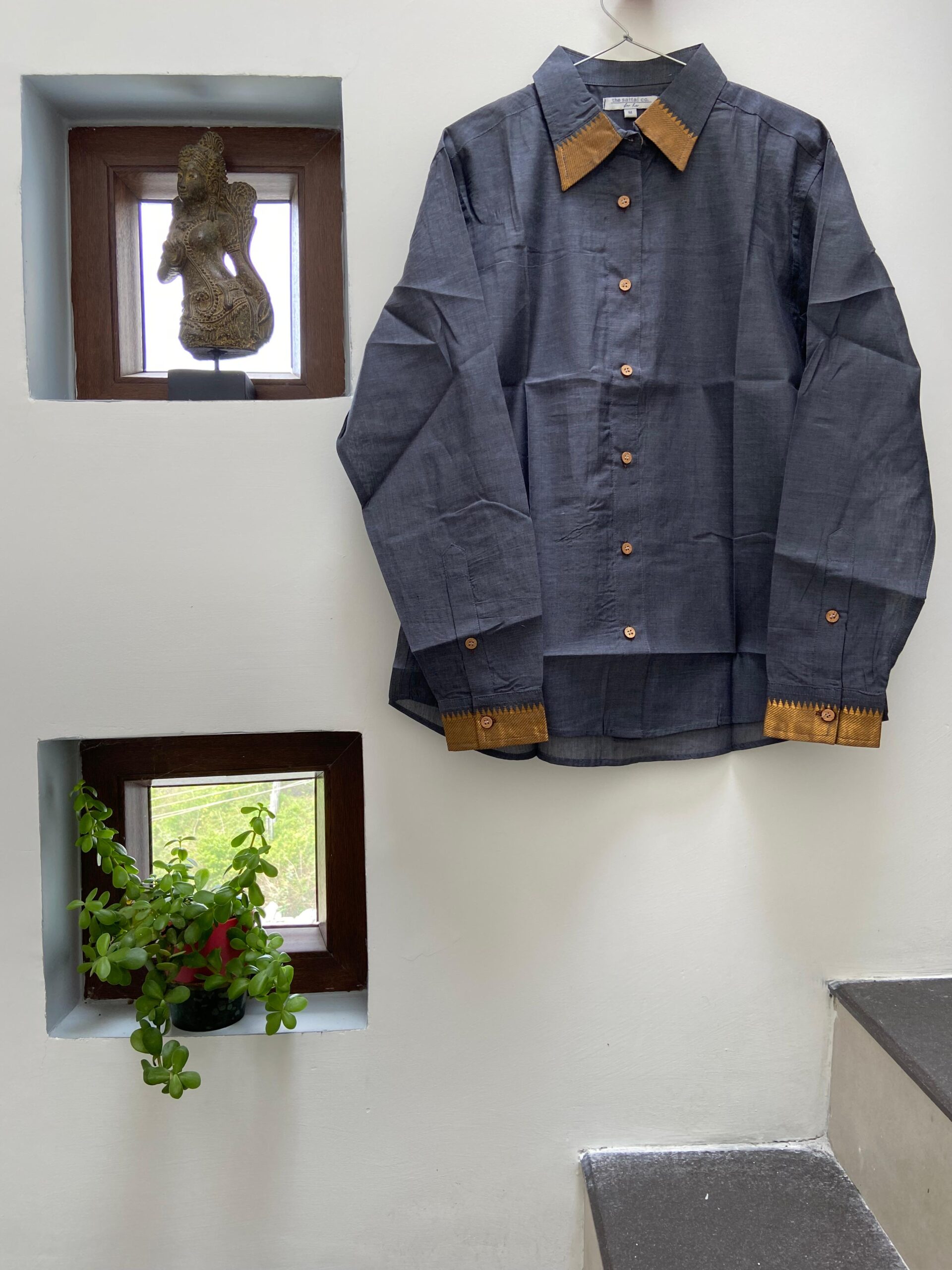 Ash Grey Handloom Mangalagiri Shirt Ash Grey Handloom Mangalagiri Shirt