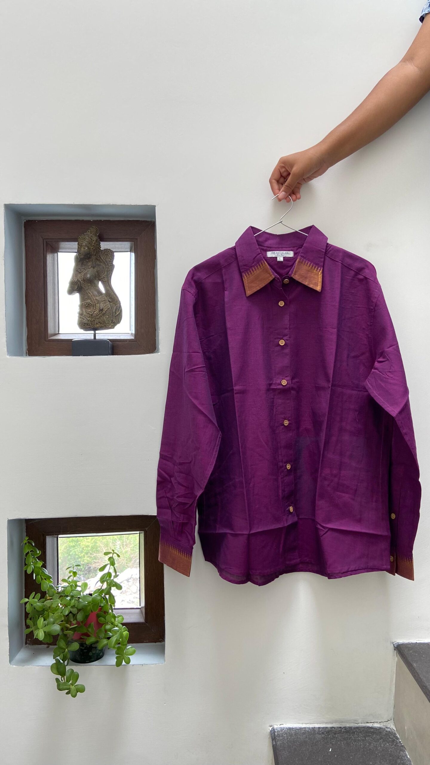 Deep purple Handloom Mangalagiri Shirt-2 Deep purple Handloom Mangalagiri Shirt