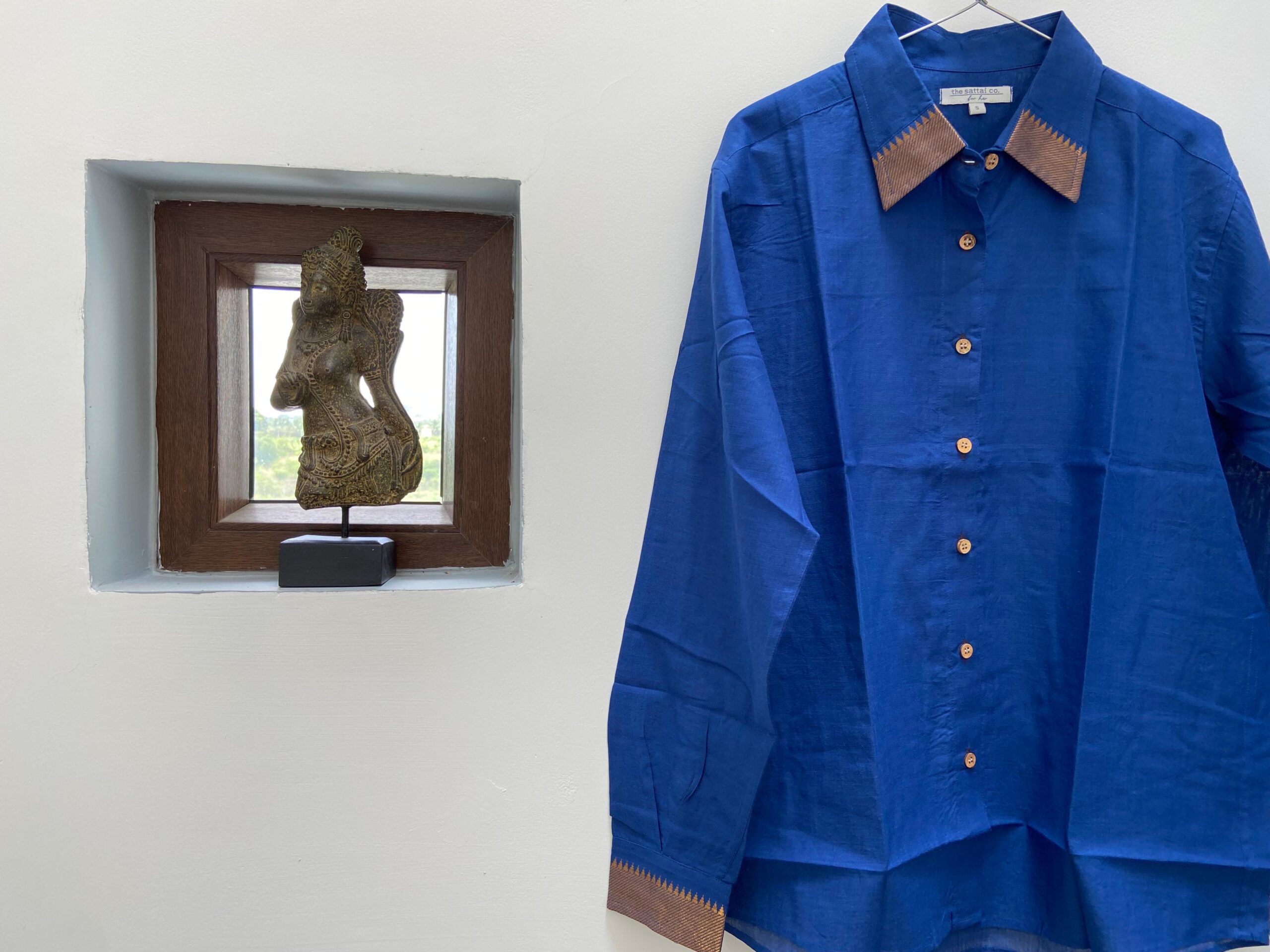 Royal blue Handloom Mangalagiri Shirt-2 Royal blue Handloom Mangalagiri Shirt