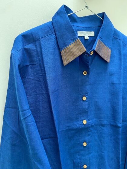 Royal blue Handloom Mangalagiri Shirt
