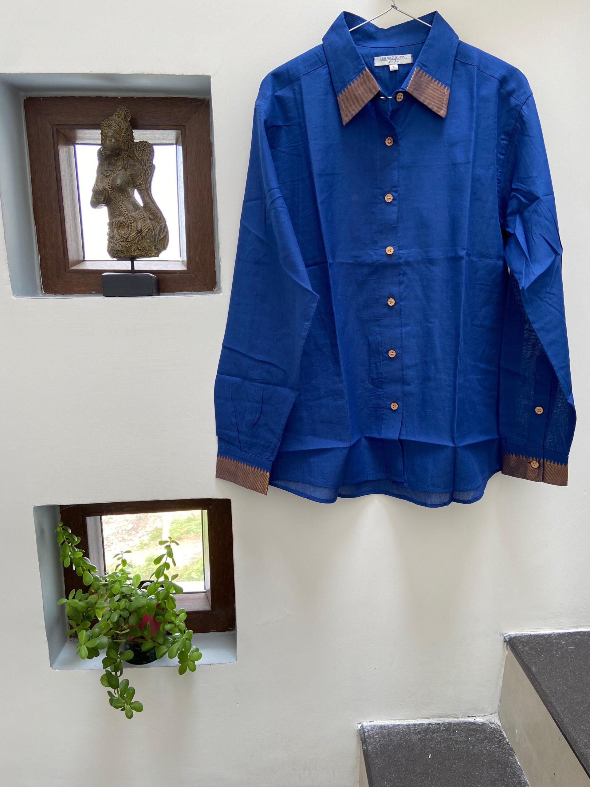 Royal blue Handloom Mangalagiri Shirt Royal blue Handloom Mangalagiri Shirt